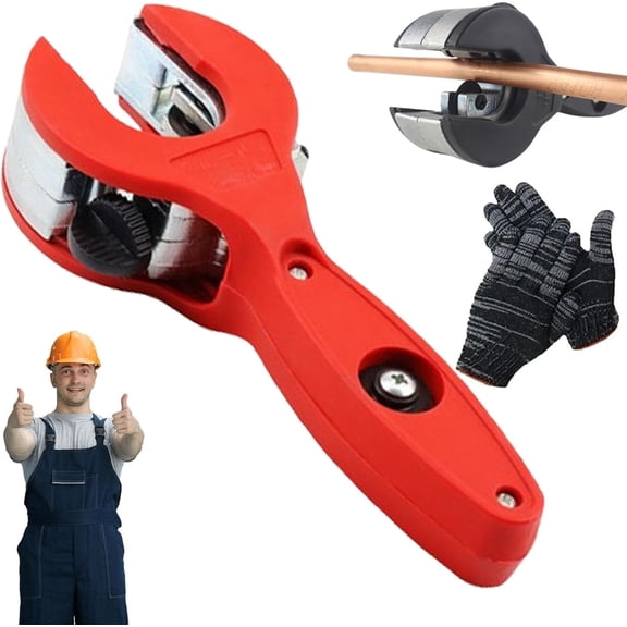 Ratchet-type Pipe Cutter, One-hand Fast Pipe Cutting Tool, for Cutting 5/16-1-1/8 inch Stainless Steel Copper Aluminium Pvc Pipe, 2 in 1 Close Quarters Tube Compact Cutter (Red)