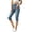 A-Blue1846, variant on XIAONU Solid Denim Capri Pants for Women Button Detail Side Pockets Pants