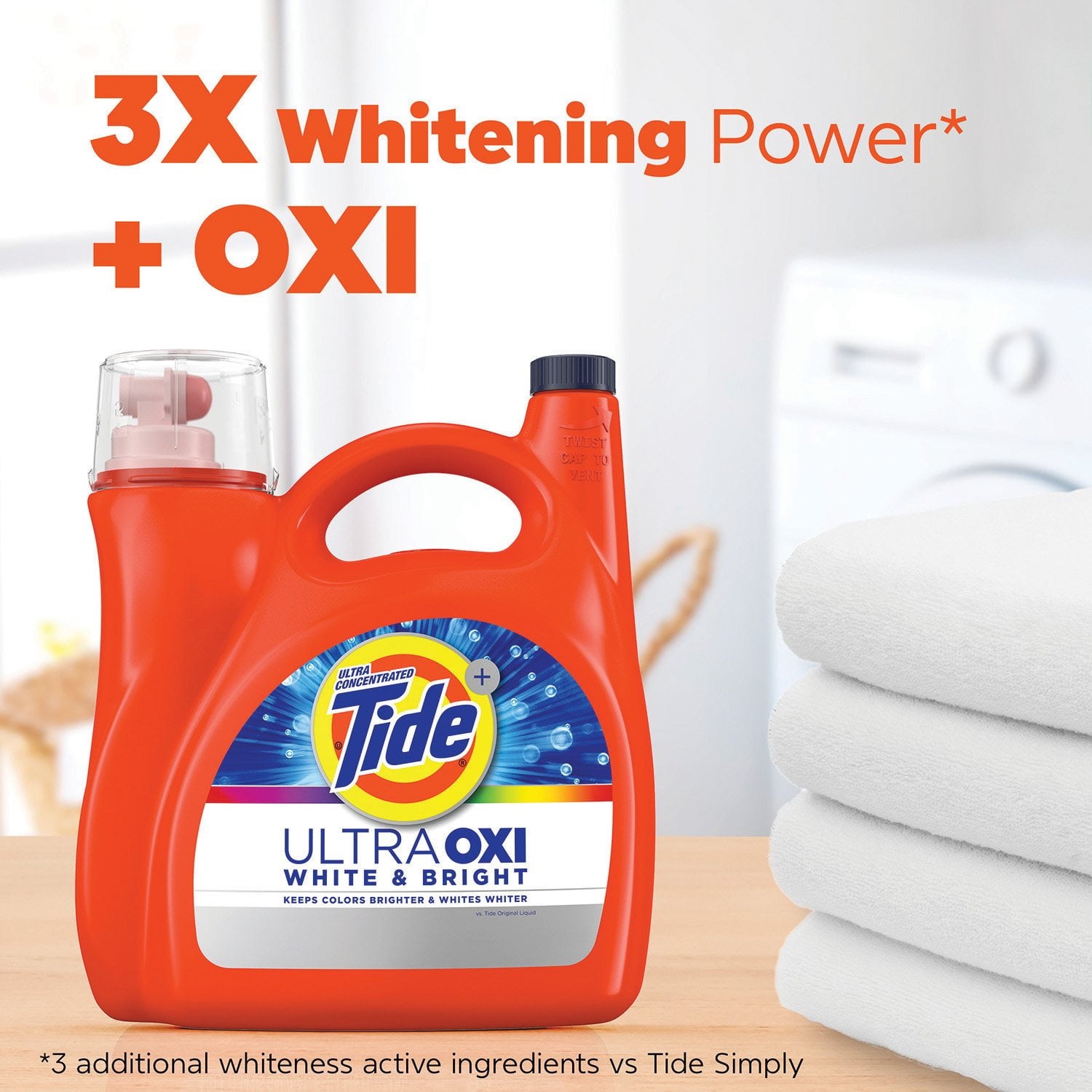 Tide Ultra OXI White and Bright Liquid Laundry Detergent, 100 Loads, 128 Fl Oz