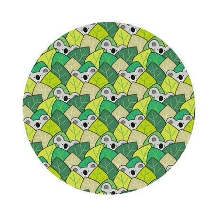 

Gaeub Cartoon Koala Bear and Leaf Print 6 Pcs Leather Coasters for Drinks Drink Coasters Sets Drink Table Cup Coasters for Living Room Kitchen Coffee Decor Round Shape