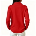thumbnail image 5 of UDAUDU Polo Shirts for Women Long Sleeve Tops Golf Tees 3-Button Collared | Womens Polo, Collared, 3-Button, Golf, Cotton Blend, Casual Office Tops, Business, Work, Comfortable Soft Red M, 5 of 8