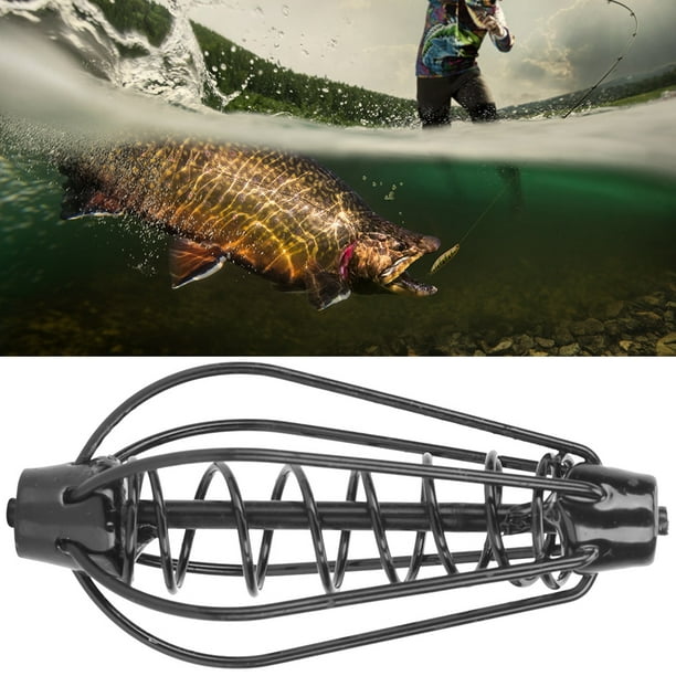 Portable Metal Fishing Feeder Baits Basket Lure Cage Fishings Tackle  Black(25g 6pcs) 