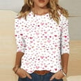 thumbnail image 2 of Resicozy Valentines Shirts for Women 3/4 Sleeve Shirts Trendy 2026 Cute Love Heart Print Tunic Tops Plus Size Casual Blouses Light pink 2XL, 2 of 4