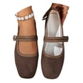 thumbnail image 3 of HXWCHs Women's Casual Low Heel On Shoes with Square toe and Retro Ankle Strap for Comfortable Everyday Walking 6 Brown, 3 of 8
