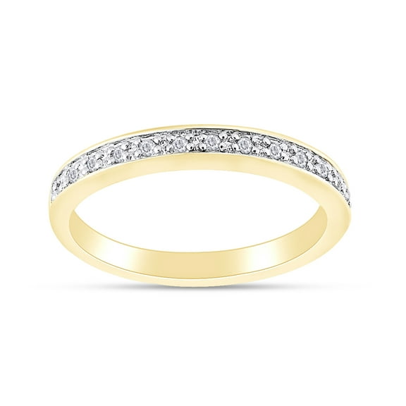 1/10 Carat Round White Natural Diamond Half Eternity Band Ring In 14k Yellow Gold Over Sterling Silver Size 5.5