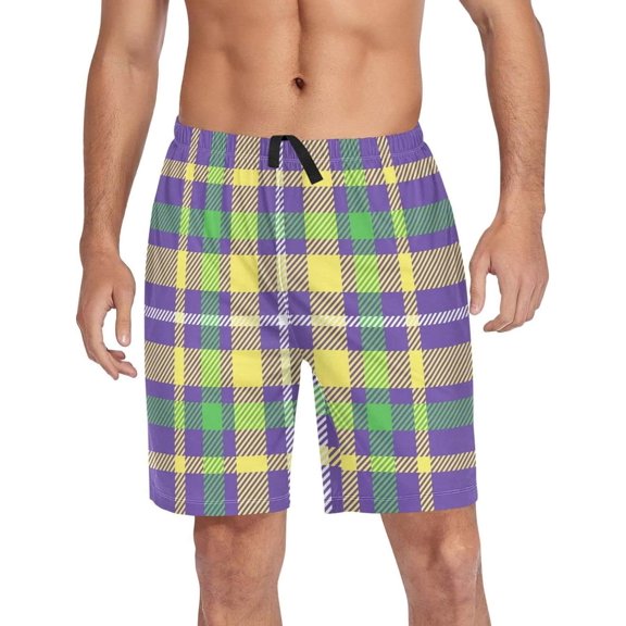 GZHJMY Buffalo Plaid Pajama Pants Short for Men, Lounge Pants Lightweight Men Pajama Bottoms with Drawstring Pockets, Christmas New Year Birthday Gifts, X-Large