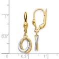 thumbnail image 3 of 14k Two Tone Gold Drop Dangle Leverback Earrings, 3 of 7
