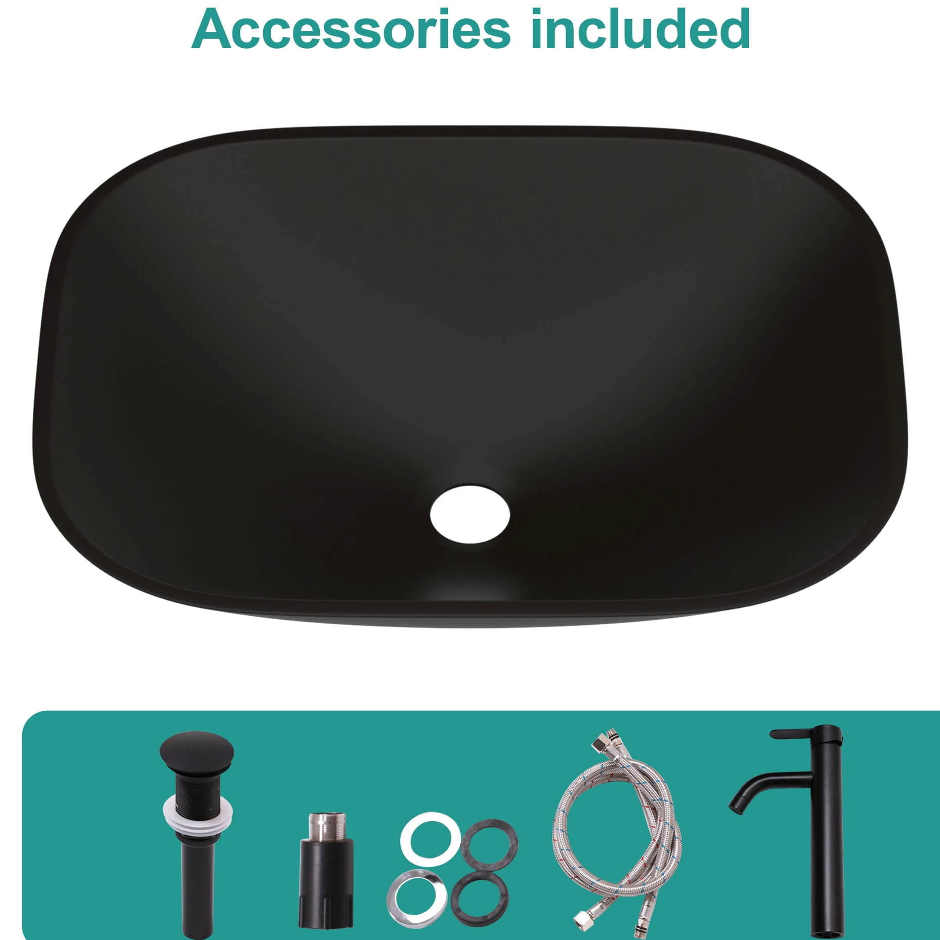 Bathroom Vessel Sink In Tempered Glass With Matte Black Faucet And Smooth-operating Pop-up Drain - Ensures Effortless Use & Art Basin For Various Settings