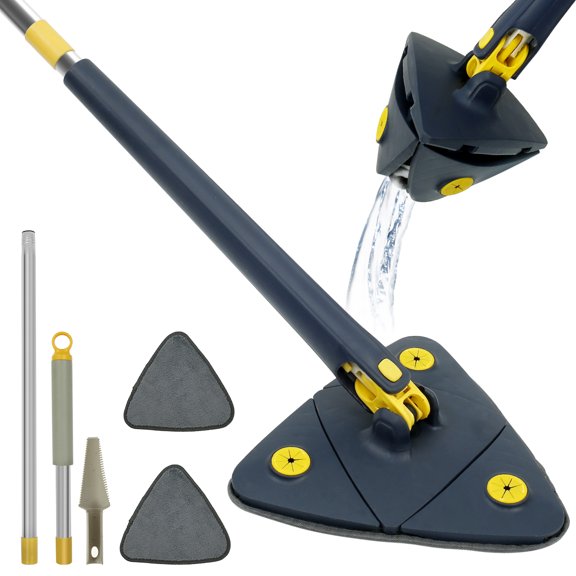kitwin 51.2 inch Cleaning Mop 360° Rotatable Super Water Wall Cleaning Mop with 2 Replacement Mop Cloth for Floor Wall Window
