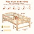 thumbnail image 5 of PORKISS Kids Twin Bed Frame with Guardrails, Wood Twin Platform Bed with Built-in Step, 10 Wood Slats Support, No Box Spring Needed, 400 lbs Capacity, Twin Bed for Boys Girls Bedroom, Natural A, 5 of 10