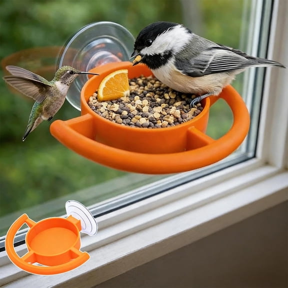Window Bird Feeder Suction Cup Holder, Easy Clean Outdoor Window Mounted Feeder for Backyard Patio Bird Watching(Q)