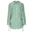 thumbnail image 6 of Kaemgyyd Women Button down Shirt Dress Swimsuit Cover up Stripe Printing Mini Shirt Dress Casual Trendy Drawstring Beach Dress, 6 of 6
