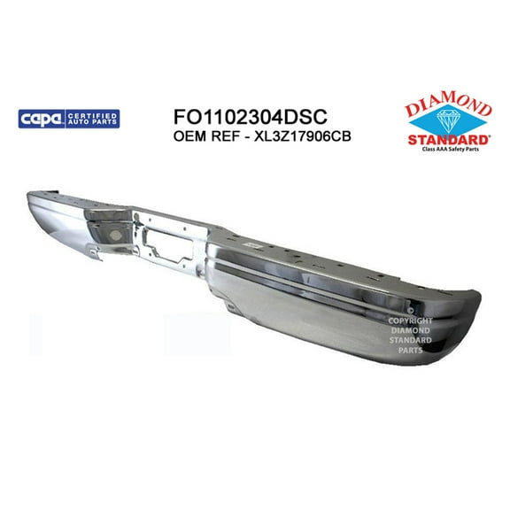 REAR STEP BUMPER FACE BAR; CHROME; FITS STYLESIDE MODELS; WITHOUT PARK