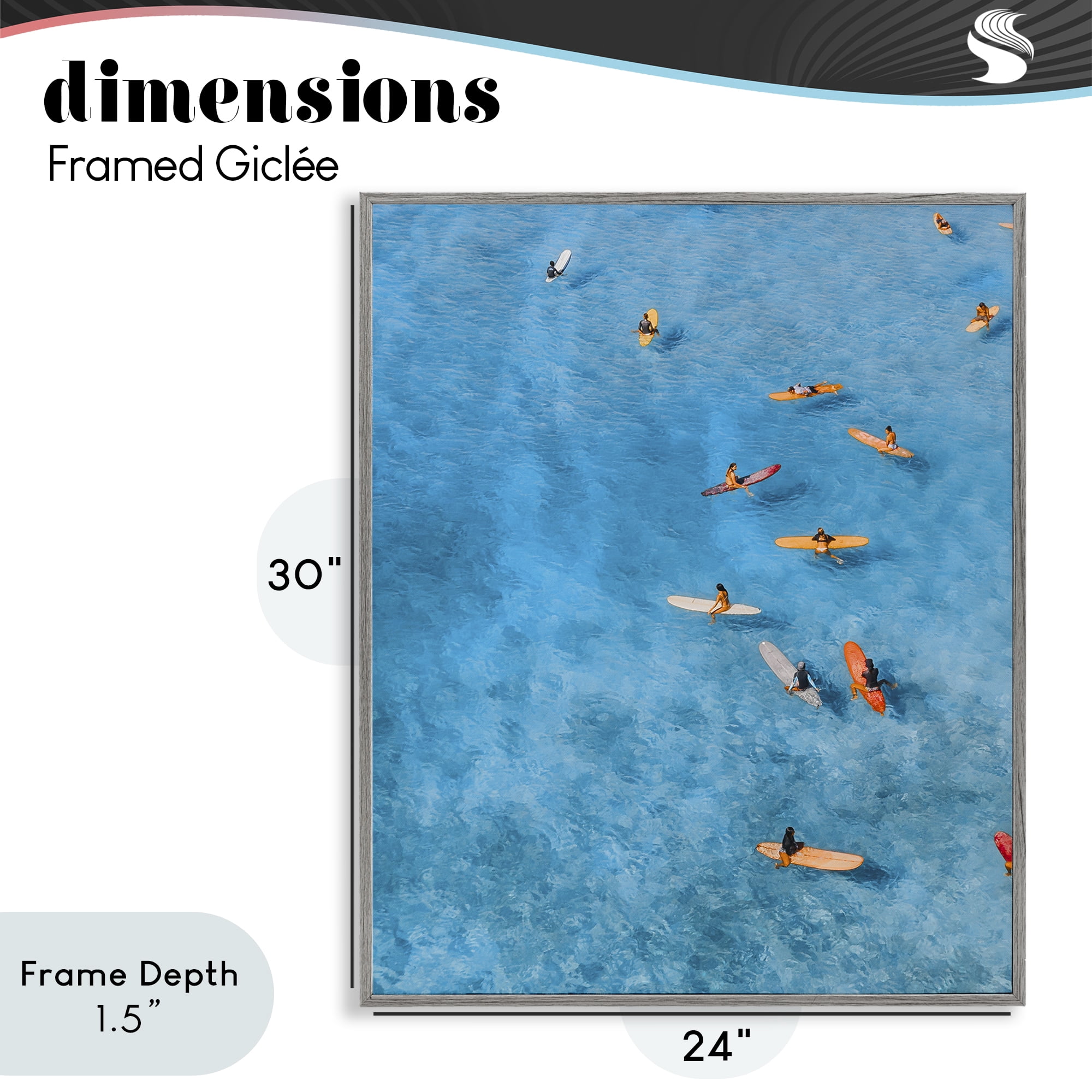 Stupell Industries Leisurely Surfers on Sea Gray Framed Giclee Art, design by Jesse Keith