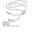 thumbnail image 7 of OPOLSKI Faux Pearl Necklace White Color Knotted Beaded Long Tassel Neck Chain Elegant Dress-Up Alloy Jewelry Necklace White, 7 of 7