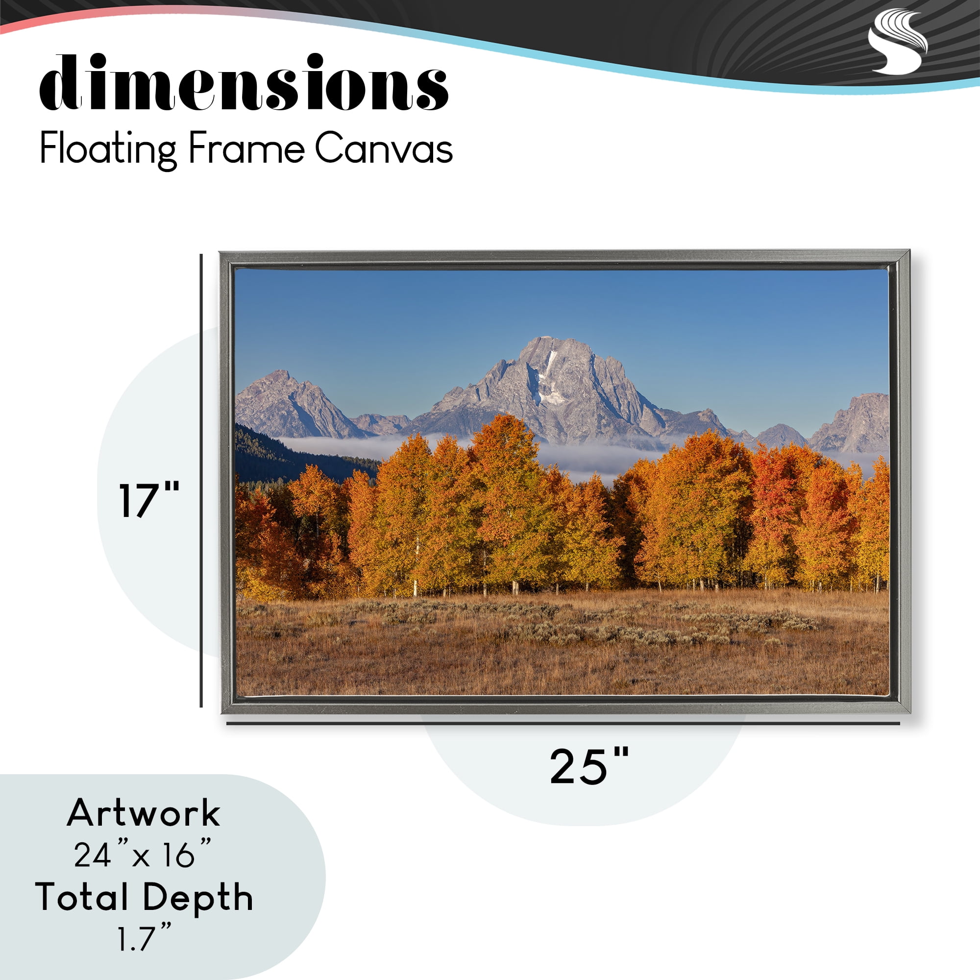 Autumn Tree Line With Mountain Gray Framed Floater Canvas Wall Art, design by Shelley Carlisle