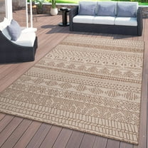 World Rug Gallery Contemporary Geometric Bohemian Textured Flat Weave Indoor/Outdoor Area Rug - BROWN 5' X 7'