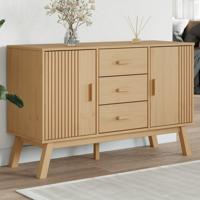 vidaXL Buffet OLDEN Brun 114x43x73,5cm Bois Massif Pin