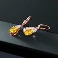 thumbnail image 4 of Gem Stone King 18K Rose Gold Plated Silver Yellow Citrine and White Moissanite Dangle Earrings for Women (5.74 Cttw, Gemstone November Birthstone, Oval 10X8MM, Trillion 5MM), 4 of 4