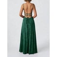 thumbnail image 4 of Women'S Maxi Dress Jacquard Formal Evening Gown Elegant Wedding Guest Party Dress Dark Green M, 4 of 7