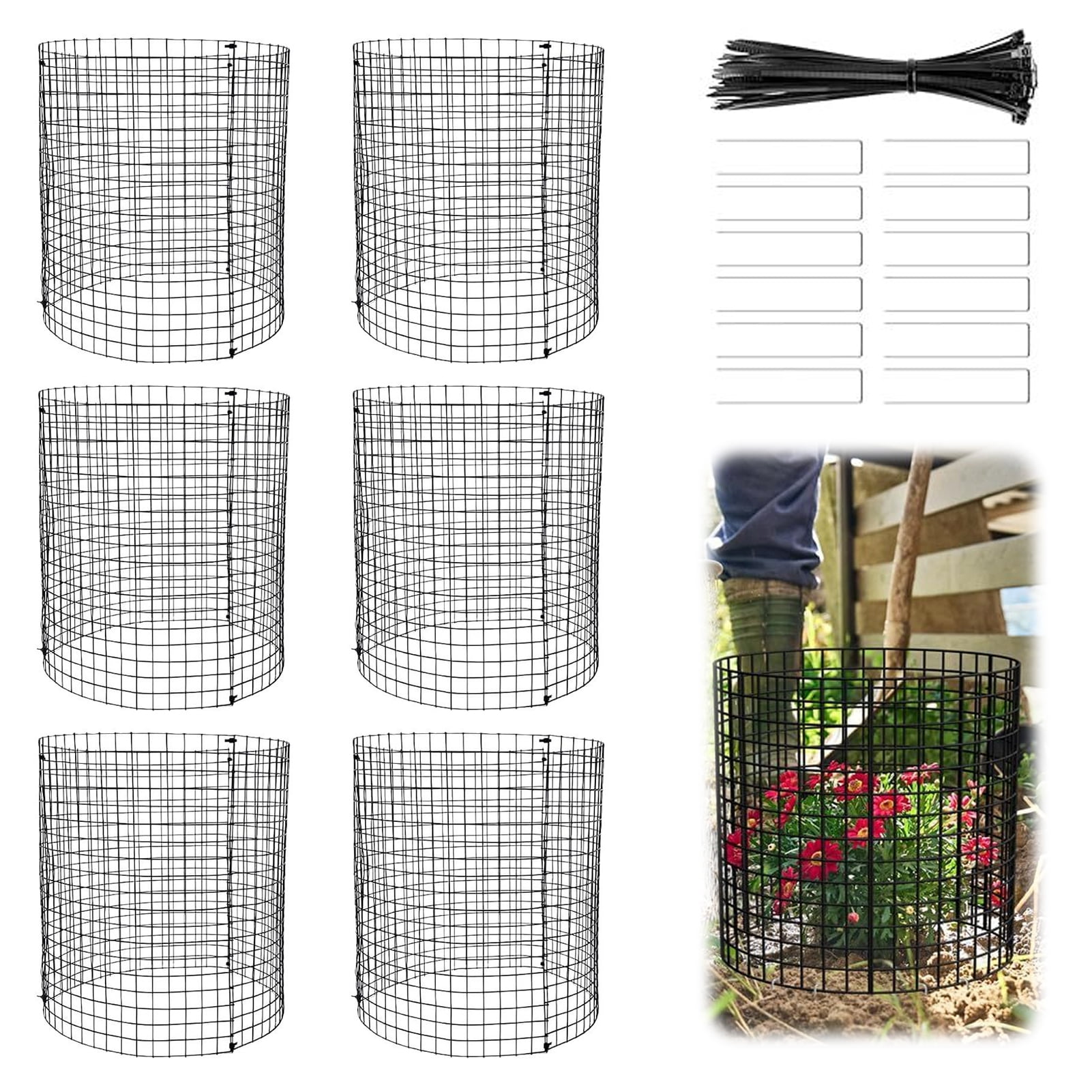 OIUR Wire Plant Protector from Animals Plant Protection Cage Set Tree Trunk Protector with Ground Stakes Ties for Garden Protection Keep Rabbit Fox Out