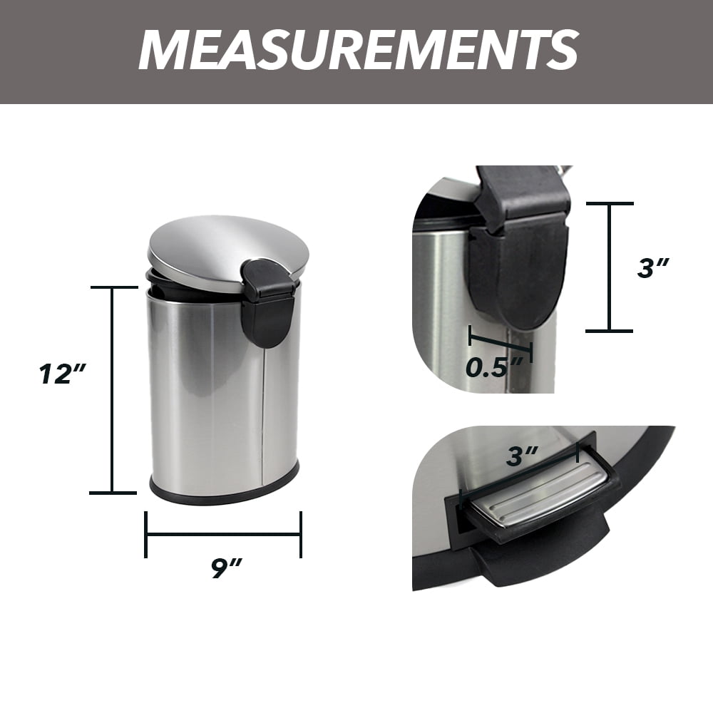 Better Homes & Gardens Trash Can, Stainless Steel 1.3 Gallon Oval Step On Trash Can
