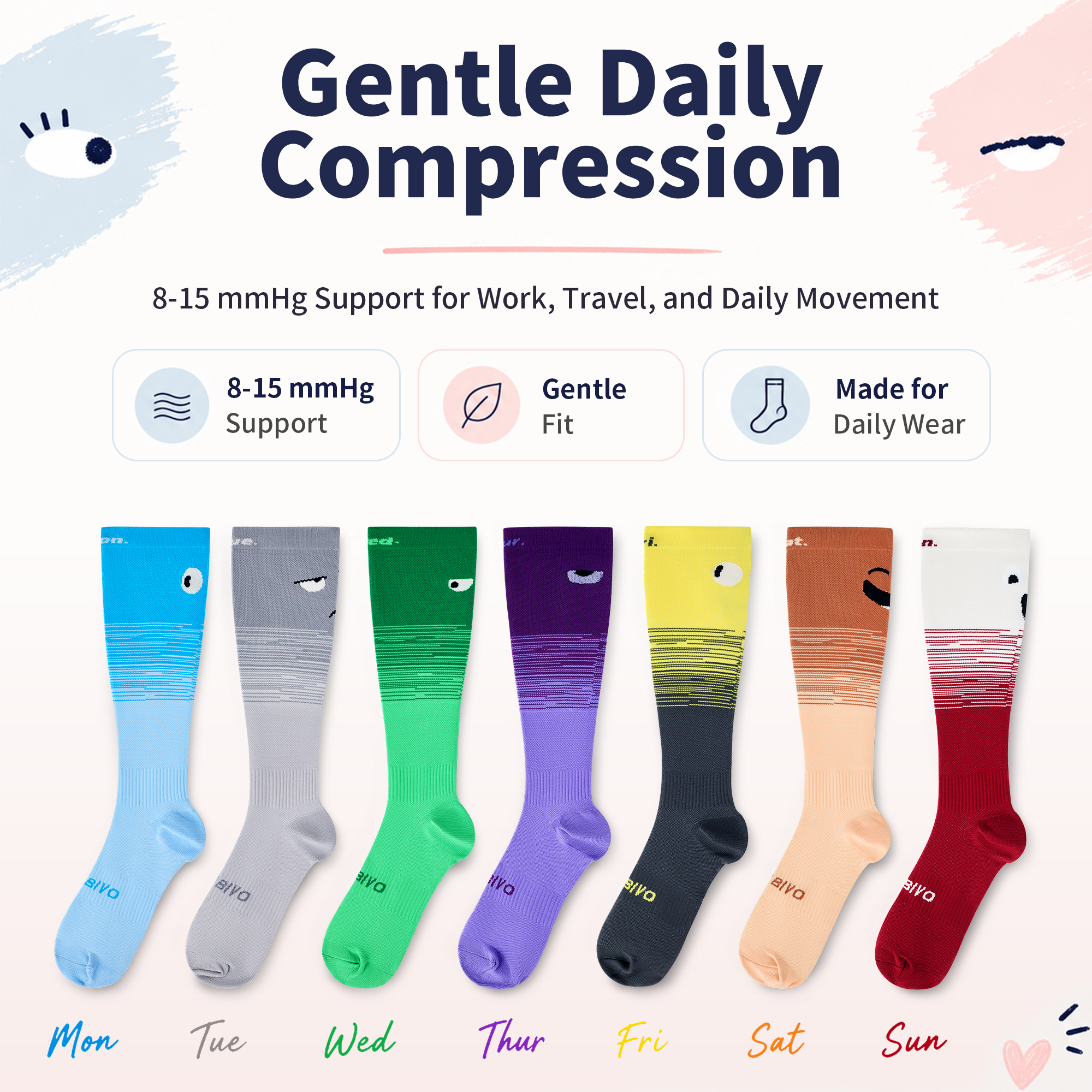 Cambivo Women's & Men's Day of the Week Compression Socks photo 4