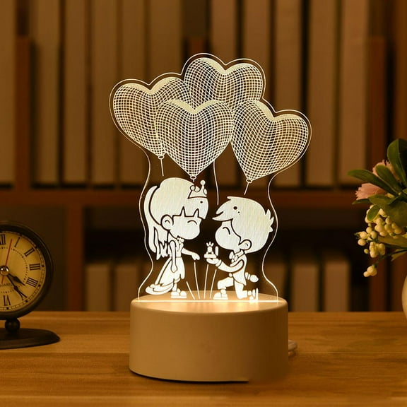 jileijar 3d Night Light LED Bedroom Bedside Night Light Valentine's Gift Day Hot C1