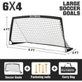 thumbnail image 4 of RUNBOW 6x4 ft Portable Kids Soccer Goal for Backyard Practice Soccer Net with Carry Bag (6x4 FT, 1 pack, Black), 4 of 6
