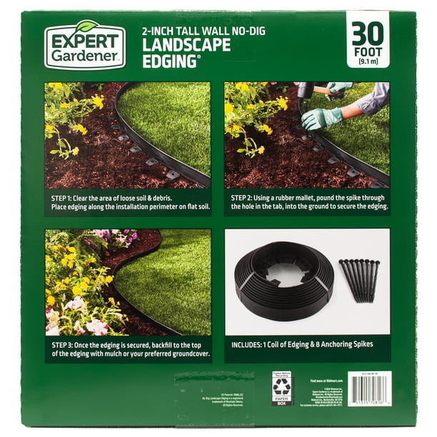 Expert Gardener 2-inch Tall Wall No-Dig Landscape Edging, 30-ft