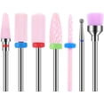 thumbnail image 1 of Rosa 7 Piezas Juego de Brocas de Cerámica para Uñas Profesional Quitar Gel Acrílico Cutícula Acrílico Diamante Carburo Brocas para Uñas Herramientas para Manicura Pedicura Uso en el Hogar Rojo Verde, 1 of 5