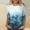 Sky Blue, variant on Ladies Tops Clothes Fashion Women Mid-length 3/4 Sleeves Blouse Round Neck Casual Printed Tops