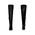 thumbnail image 2 of BLISSFUL STEP Women's Boots Thigh High Stiletto Heel Pointed Toe Buckle Zipper Boots Black 8, 2 of 7