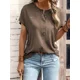 thumbnail image 1 of Camiseta de un solo pecho para mujer, jersey de cuello redondo medio abierto, Tops de viaje informales de Color sólido, camisetas de estilo dulce para mujer 2024, 1 of 4