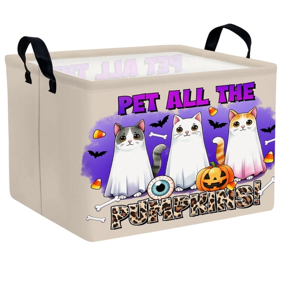 BOOHIT Large Halloween Gift Basket for Kids Cute Baby Candy Storage Bin Women Decor(Purple Three Cat)