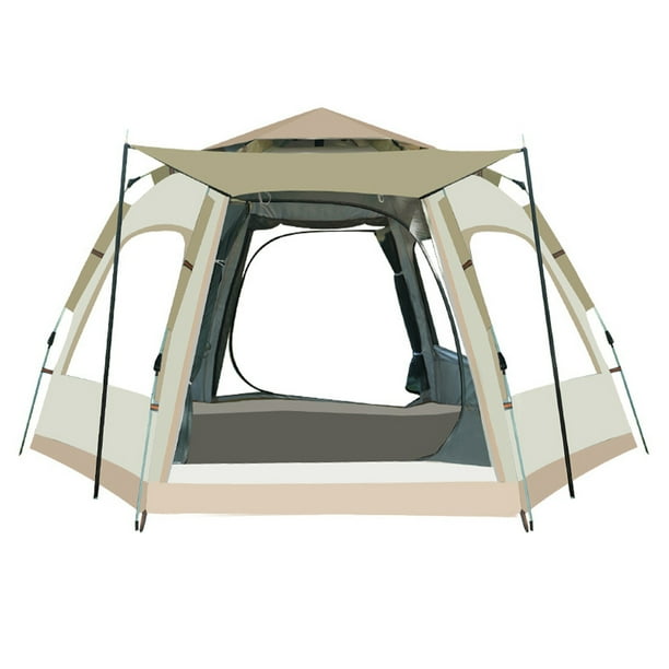 Tienda de campaña emergente simple engrosada Oxford tela a prueba de agua, protección contra rayos ultravioleta y protección contra el viento tienda de campaña de campamento familiar automática para