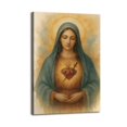 thumbnail image 3 of Immaculate Heart of Mary Watercolor Poster Wrapped Wooden Frame Wall Decor,,Canvas Wall Art for Living Room,Bedroom,Office,Ready to Hang, 3 of 6