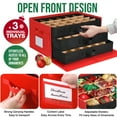 thumbnail image 3 of Ayieyill Premium Large Christmas Ornament Storage Box, Christmas Ornament Organizer, with Side Open, 3 Removable Trays - Keeps 72 Holiday Ornaments, Red, 3 of 7