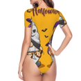 thumbnail image 4 of Daiia Cute Gnomes Halloween print Women's Crew Neck Short Sleeve Bodysuit Fashion Tops Fit Casual Basic Extender Bodysuit-X-Large, 4 of 9