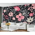 thumbnail image 2 of Boho Floral Wall Mural - Pink Flower Murals, Vibrant Blooms Large Wall Murals For Living Room, Floral Botanical Mural 79"W x 55"H (Not Peel and Stick), 2 of 6