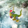 thumbnail image 6 of Cute Dinosaur Christmas Ornament, Acrylic Hanging Pendant with Santa Hat, Festive Xmas Tree Decor for Kids, Holiday Home Decoration, 1PC, 6 of 9