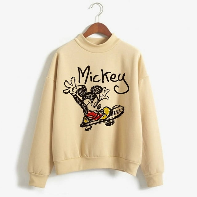Sudaderas con capucha navideñas de cuello alto, sudadera de dibujos animados Kawaii de Minnie, Sudadera con capucha de Mickey Mouse de Disney, ropa para niña, sudaderas superiores