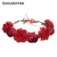 thumbnail image 4 of Diadema de flores, guirnalda para el pelo, guirnalda de flores, tocado con cinta para boda, ceremonia, fiesta, Festival, 5 uds., 4 of 5