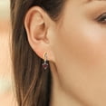 thumbnail image 3 of Gem Stone King 925 Silver and 10K Yellow Gold Red Garnet Dangle Earrings for Women (1.20 Cttw, Gemstone January Birthstone, Heart Shape 5MM), 3 of 3