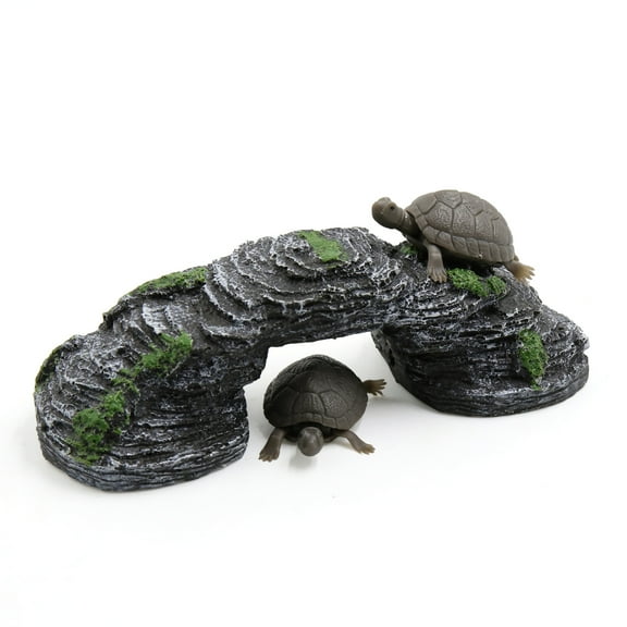 REGALWOVEN Aquarium Landscape Resin Bridge Design Underwater Tortoise Climb Stone Habitat Decorations Small Size(Not include turtles)