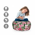 thumbnail image 2 of Jungle Storage Toy Bag Chair, Growth of the Exotic Hawaiian Island Blossoms in Pink Shades Spring in Paradise, Stuffed Animal Organizer Washable Bag, Large Size, Multicolor, by Ambesonne, 2 of 3