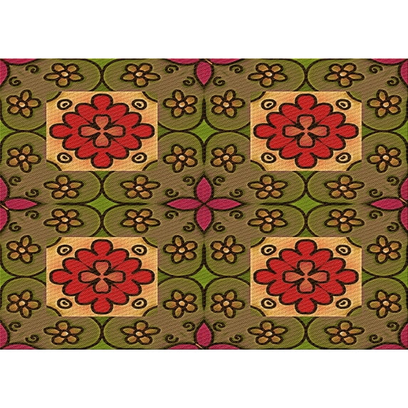 Ahgly Company Indoor Rectangle Patterned Dark Golden Rod Brown Area Rugs, 2' x 4'