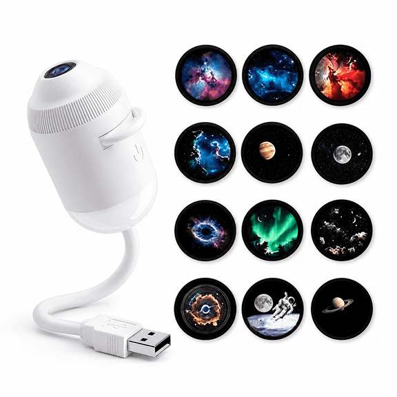 2-in-1 Galaxy Ocean HD Smart Dynamic 5D Holographic Night Light Projector, Plug and Play, USB Portable, Adjustable Brightness, 360° Rotating Design, Star Starry Sky Mini Projector for Bedroom Ceiling