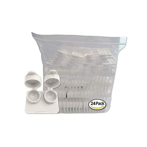 Amcon Contact Lenses Cases Flat Ribbed Extra Deep Well - White, 24 Pack