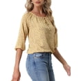 thumbnail image 5 of MODA NOVA Juniors Blouse Floral Print 3/4 Raglan Sleeve Round Neck Tops Yellow S, 5 of 6